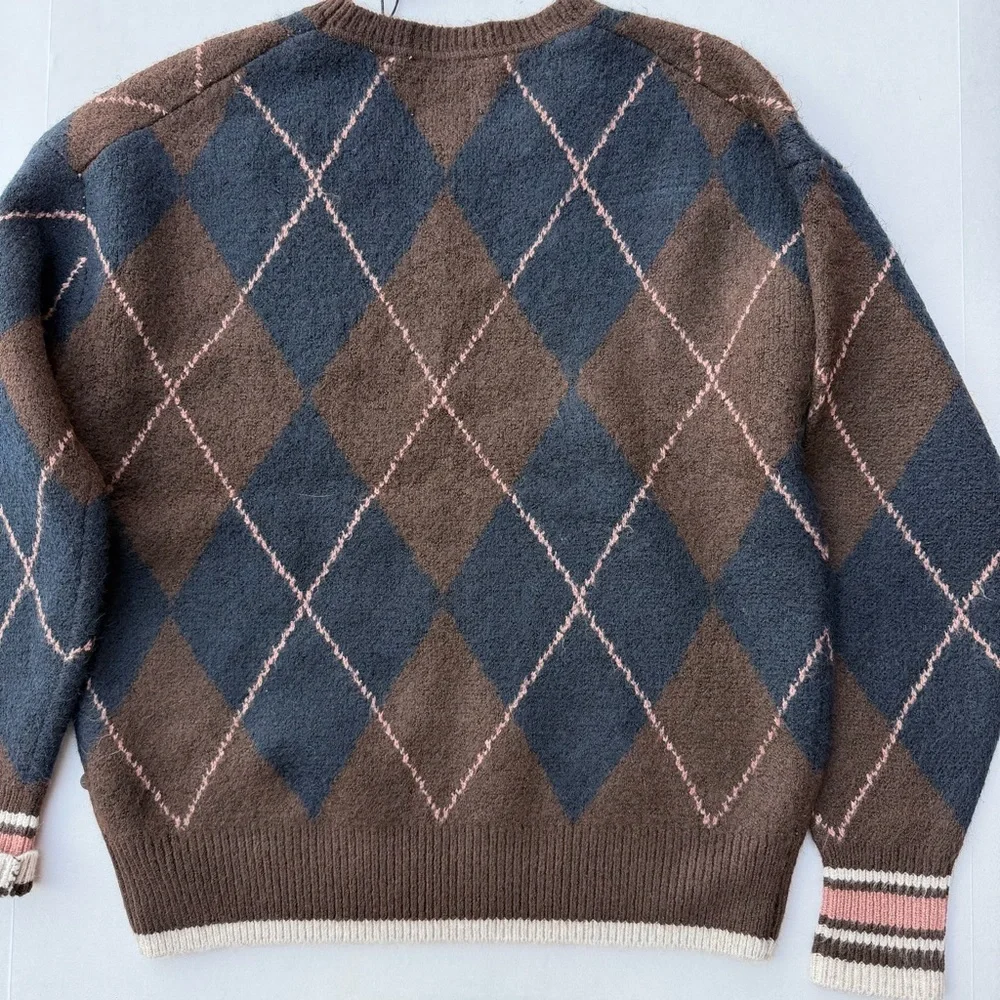 Scotch and Soda Sweater Argyle NEW Crewneck Scandi luxury academia prep - Picture 3 of 7